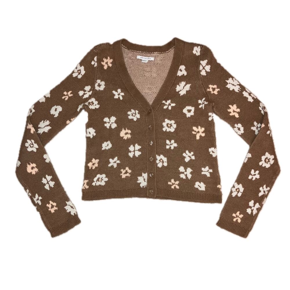 Brown floral cardigan American Eagle cottagecore cozycore fairycore boho chic